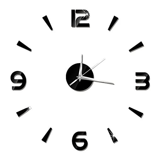 Mocturnity 3D-Wanduhr, Quarz, DIY, Uhren, Uhr, selbstklebend, Acryl-, Mode, Wohnzimmer, Schwarz von Mocturnity