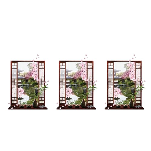 Mocturnity 3X 3D Pfirsichblüte Kunst Wandaufkleber Abnehmbare Aufkleber Wandbild von Mocturnity