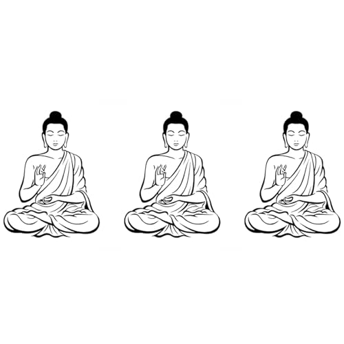 Mocturnity 3X DIY Schwarzer Wandaufkleber Meditierender Buddha Abziehbild Abnehmbare Kunstwand Wohnkultur von Mocturnity