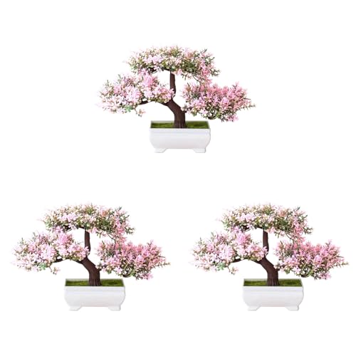 Mocturnity 3X Künstliche Pflanzen Bonsai Kleiner Baumtopf Gefälschte Pflanzen Blumen Topf Pflanzen Kunstbonsai für Zuhause Tisch Hotel Garten Dekoration A von Mocturnity