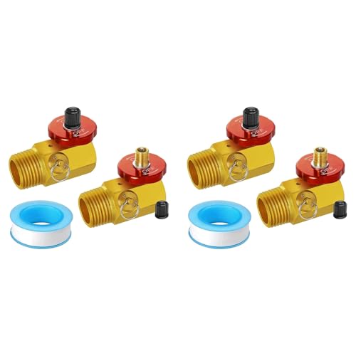 Mocturnity 4 Stück Lufttanksammler mit Füllanschluss, Sicherheitsventil und NPT-Tank 1/2 Zoll x NPT Schlauch 1/4 Zoll x 1/8 Zoll NPT Kaliber von Mocturnity