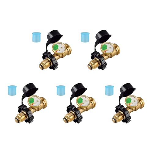 Mocturnity 5X Universal-Propantank-Adapter mit Manometer Wandelt QCC1/Typ 1-Propantank-FüLlstandsanzeige für Wohnmobil Campe, Zylinder Um von Mocturnity