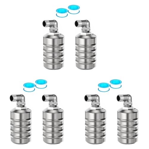 Mocturnity 6 Stück Vollautomatisches Schwimmerventil Zur Wasserstandskontrolle, Schwimmendes Mini-Kugelventil Aus Edelstahl - 1/2 Seitlicher Wassereinlass von Mocturnity