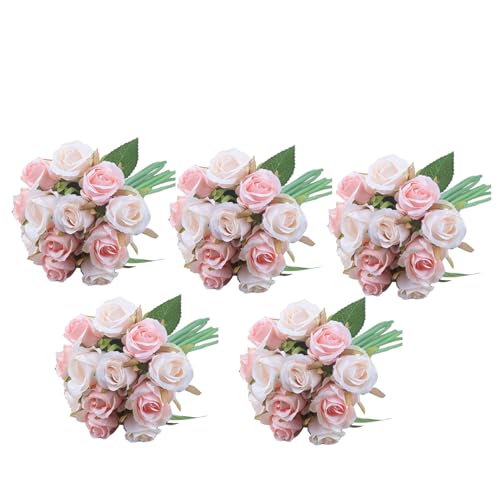 Mocturnity 60 Stück / Set, künstliche , Hochzeitsstrauß, thailändische Rose, Seidenblumen, Dekoration für Zuhause, Party, Hochzeit (Champagner) von Mocturnity