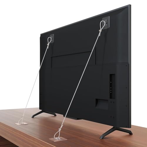 Mocturnity 6er-Pack Verstellbare Sicherheitsgurte für 42-Fernseher, Selbstklebende Anti-Kipp-Möbelwandanker Ohne Bohren Sichern Flachbildschirme An der Wand von Mocturnity