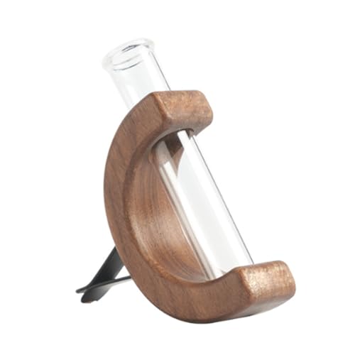Mocturnity Blumenvase im Auto, Clip-Halter Aus Glas für Frische Pflanzen, Auto-Lüftungsschlitze, Innenraum-Holzornament, Dekorationszubehör von Mocturnity
