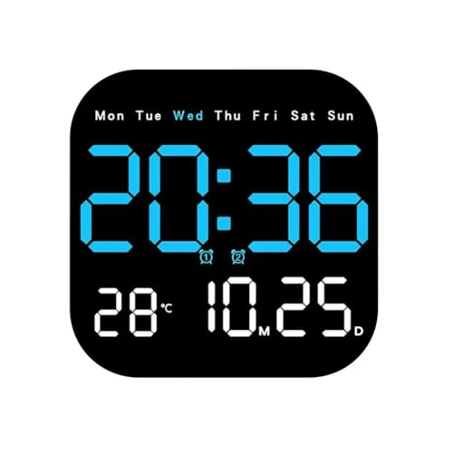 Mocturnity Digitale Uhr mit Datum, digitaler LED-Kalender mit Fernbedienung, digitale Kalenderuhr, multifunktional, batteriebetrieben von Mocturnity