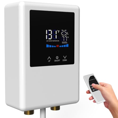 Mocturnity Elektrischer Durchlauferhitzer, 5500 W, mit Fernbedienung und Warmwasserbereiter mit LCD-Touchscreen, EU-Stecker von Mocturnity