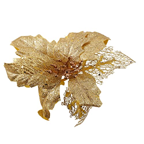 Mocturnity Golden Flitter Adventsstern Weihnachtsbaum Ornamente kuenstliche Blumen Hochzeit Party Dekoration (golden) von Mocturnity