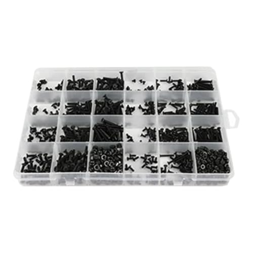Mocturnity Innensechskantschrauben-Set mit 1322 Teilen, Sortiment mit Senkkopfschrauben, Kohlenstoffstahl, M2 M2,5 von Mocturnity