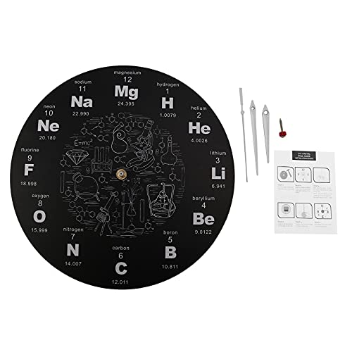 Mocturnity Periodensystem mit Elementen, Wandkunst, chemische Symbole, Wanduhr, pädagogisches Display, Klassenzimmer, Geschenk, Schwarz von Mocturnity
