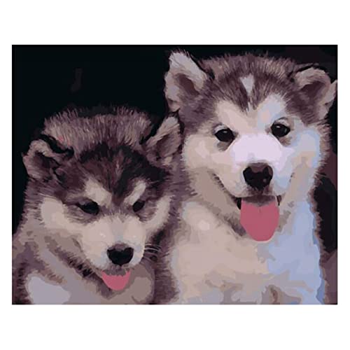 Mocturnity Rahmenloses Bild auf Wandmalerei abstrakte Zeichnung einzigartiges Geschenk Zeichnung Hunde 40 x 50cm von Mocturnity