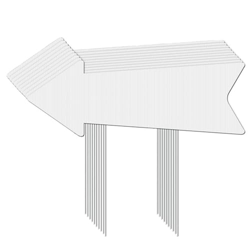 Mocturnity Richtungspfeile- mit Pfählen, 4 Stück, Leere Hofschilder, Kunststoff-Parkschilder mit Pfeilen, Wegweiser für Den Außenbereich, Rasen, Einfache Installation von Mocturnity