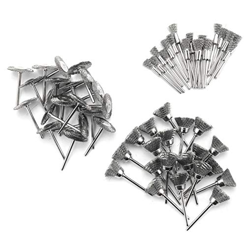 Mocturnity Rotierende Stahlbürste für 60 Teile, 3 mm, Drahtradbürste, Mini-Bohrer, Drehwerkzeug zum Polieren von Metall von Mocturnity