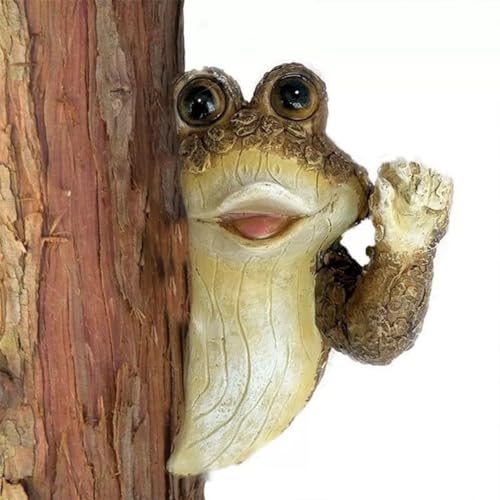 Mocturnity Stille Frosch Baum Aussichtspunkt Garten Baum Skulpturen Baum im Freien Gesicht Garten Baum Hugger Statue Innen Außen Hof D von Mocturnity