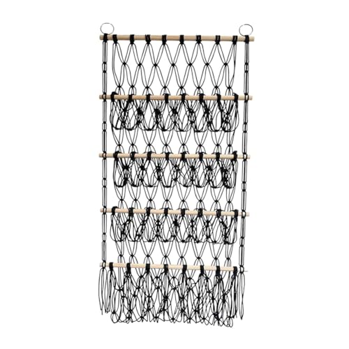 Mocturnity Wand-Organizer aus Netz für Plüsch, Hängematte, Aufbewahrung von Plüsch, Boho-Stil, Makramee, Schwarz von Mocturnity