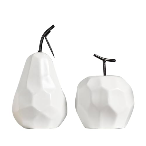 Mocturnity Weiße Obststatue Aus Keramik, Minimalistische, Moderne Obstskulptur, Ornamente für Bücherregale, Zuhause, Hochzeitsfeier, Langlebig von Mocturnity