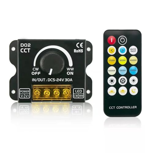 Mocturnity Wireless 30A Dual Color Temperature Controller, Knob Dimmer für Individuelle Beleuchtung von Mocturnity