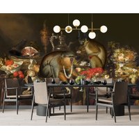 Affe Wandbild, Peel & Stick Und Traditionelle Tapete, Esszimmer Fine Art Ölgemälde Abnehmbare Tapete von ModEcoHome