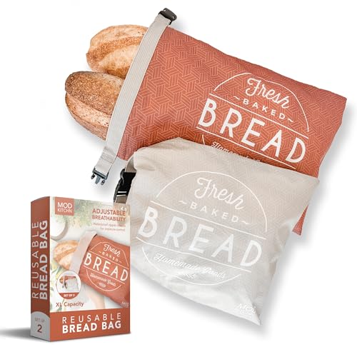ModKitchn Wiederverwendbare Brotbeutel für selbstgemachtes Brot - 2er-Pack XL Sauerteig-Brotbeutel | hält Sauerteig eine Woche lang frisch | Gefrierschranksichere wiederverwendbare ModKitchn Wiederverwendbare Brotbeutel für selbstgemachtes Brot - 2er-Pack XL Sauerteig-Brotbeutel | hält Sauerteig eine Woche lang frisch | Gefrierschranksichere wiederverwendbare von ModKitchn