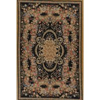 5.8 X 8.10 Nadelspitze Petit Point Handgemachter Aubusson Style Teppich Schwarz & Brandneu von ModRenRugs