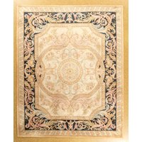 8 X 9.11 Savonnerie Echter Handgeknüpfter Teppich Marineblau Border Brandneu von ModRenRugs