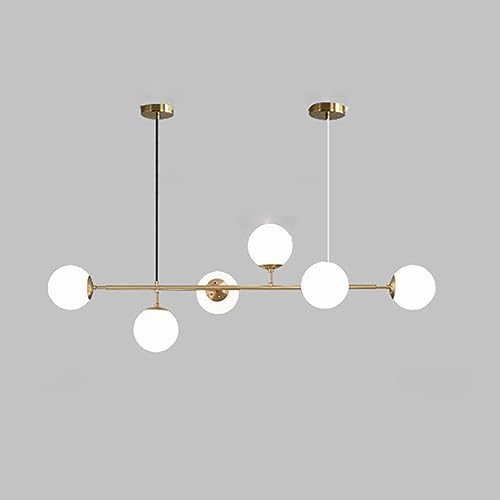 Moddeny 6 Licht E27 Moderner Kronleuchter Nordeuropa Glaskugel-Kronleuchter Industrielle 51-Zoll-Deckenpendellampe für Wohnzimmer Esszimmer Kunstdekoration Restaurant von Moddeny