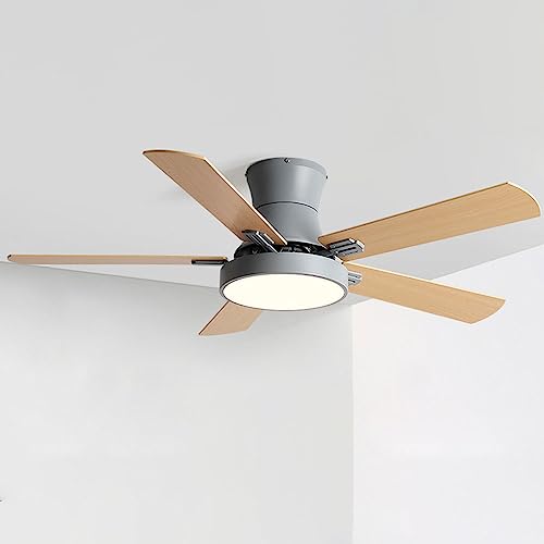 Moddeny Moderne Deckenventilatoren mit Lichtern für Schlafzimmer, 42-Zoll-Deckenventilator mit Fernbedienung, einfacher Unterputz-Deckenventilator, Heller Holz-3-Farben-Smart-Deckenventilator von Moddeny