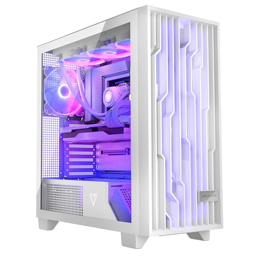 MODECOM Volcano PERUN APEX ARGB Weiß PC-Gaming-Gehäuse ATX Midi Tower | ARGB-Controller | PC Gehäuse mit 4 ARGB-Lüfter | Platz für 420 mm GPU & 360 mm Wasserkühlung von Modecom