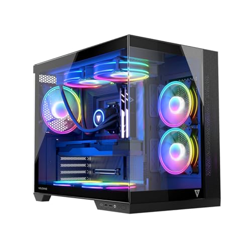 MODECOM Volcano Panorama 7F Grau PC Gehäuse ATX Midi Tower | Gaming Computergehäuse mit 7 ARGB-Lüfter | ARGB-Controller | Platz für 400 mm GPU & 360 mm Wasserkühlung von Modecom