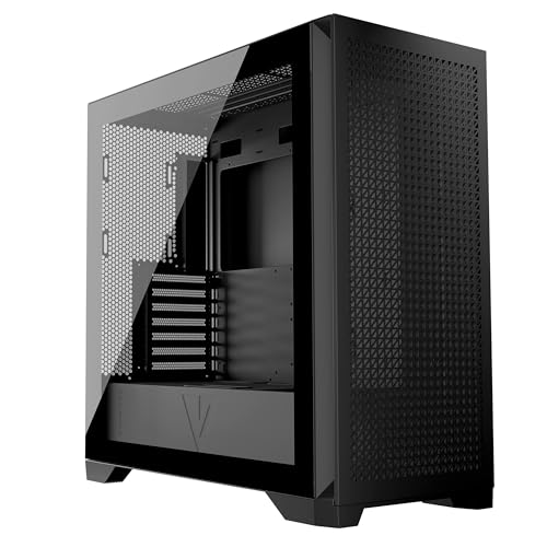 MODECOM Volcano Expanse T PC Gehäuse Schwarz mit Öffnung gehärtetes Glas | PC-Gaming-Gehäuse Midi Tower ATX |Gaming Computergehäuse mit Platz für 405 mm GPU | ARGB-Controller | ohne Lüfter von Modecom