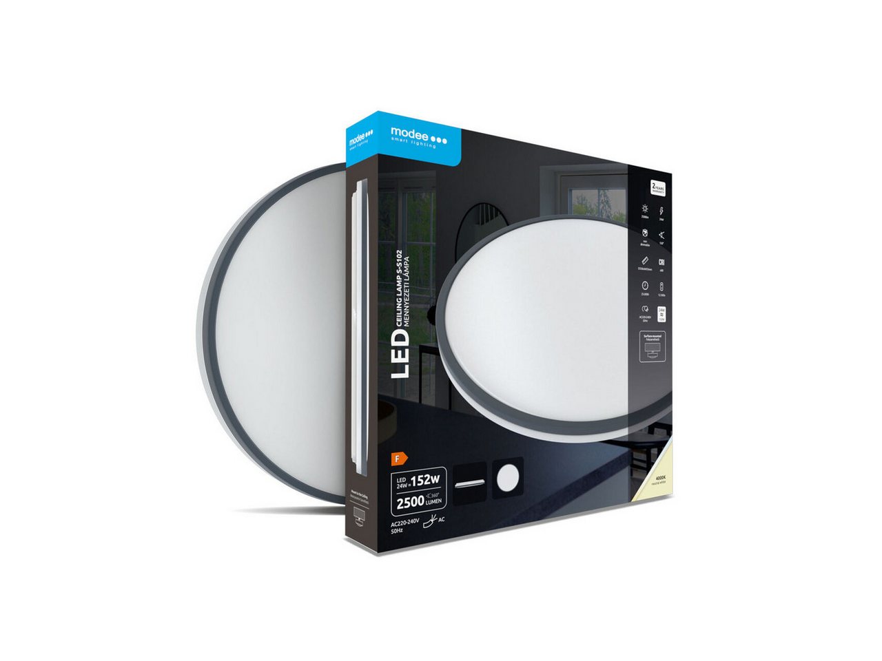 Modee Smart Lighting Deckenleuchten LED Deckenleuchte Deckenlampe Schwarz Rahmen Neutralweiß Ø 33,5 cm, Neutralweiß Modee Smart Lighting Deckenleuchten LED Deckenleuchte Deckenlampe Schwarz Rahmen Neutralweiß Ø 33,5 cm, Neutralweiß von Modee Smart Lighting