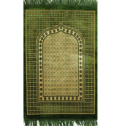 Islamische Gebetsmatte Janamaz Sajjadah Muslim Türkisch Sajda Samtgitter 70 x 110cm grün von Modefa