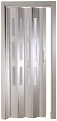 Kunststoff - Falttür mit 3 Fenster Luciana weiß 88,5x202 cm doppelwandig 10 mm; Made in Italy von Modenplast