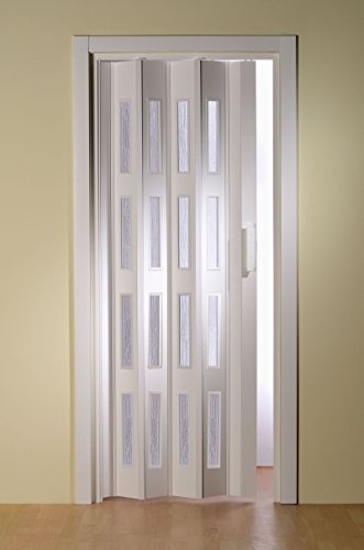 Kunststoff - Falttür mit 4 Fenster Luciana weiß 88,5x202 cm doppelwandig 10 mm; Made in Italy von Modenplast