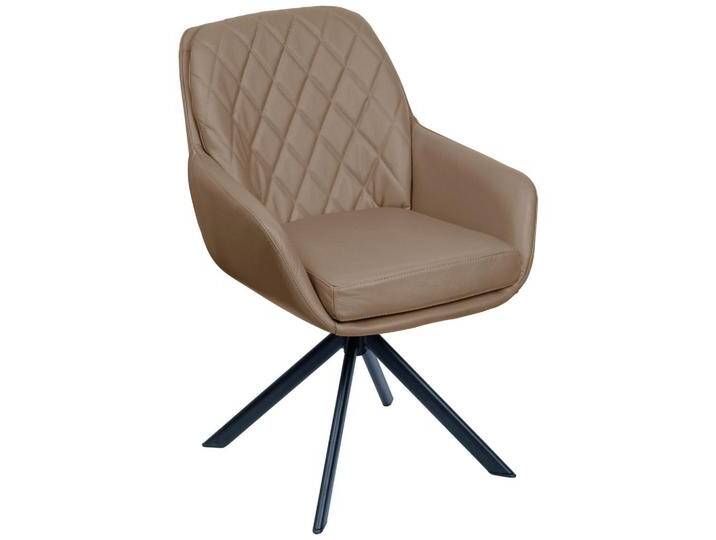 Moderano ARMLEHNSTUHL, Taupe, Metall, Echtleder, Rindleder, A-Form, 59.5x88.5x67 cm, automatische Rückholfunktion, Sitzfläche 320° drehbar, Stühle von Moderano