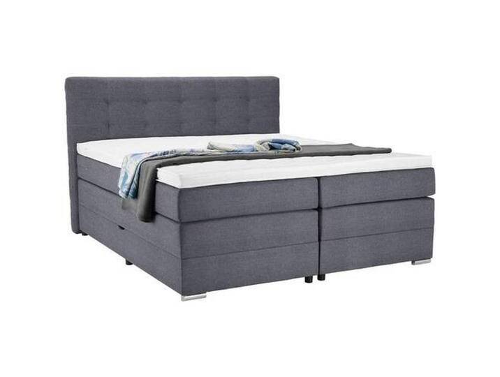 Moderano BOXSPRINGBETT, Blaugrau, H3, Höhe ca. 18 cm, 180x200 cm, gepolstertes Kopfteil, Stoffauswahl, Topper durchgehend, in verschiedenen Größen von Moderano