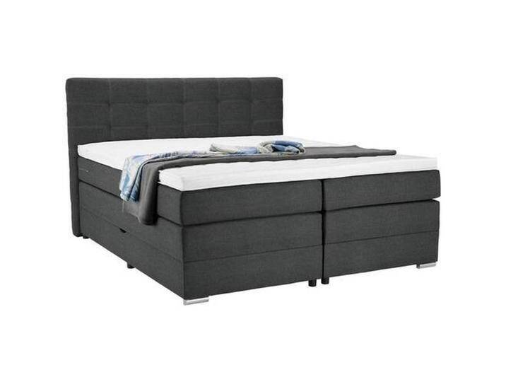 Moderano BOXSPRINGBETT, Dunkelgrau, H3, Höhe ca. 18 cm, 180x200 cm, gepolstertes Kopfteil, Stoffauswahl, Topper durchgehend, in verschiedenen Größen von Moderano