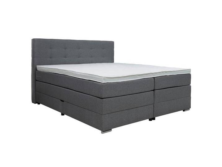 Moderano BOXSPRINGBETT, Grau, H3, Höhe ca. 18 cm, 160x200 cm, gepolstertes Kopfteil, Stoffauswahl, Topper durchgehend, in verschiedenen Größen von Moderano