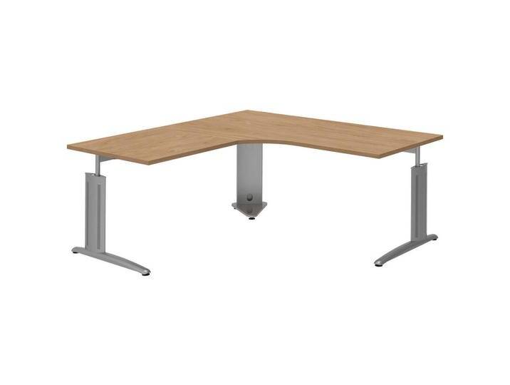Moderano ECKSCHREIBTISCH, Grau, Eiche, Alu, Metall, Kufe, 180x70-82x180 cm, Made in Germany, Arbeitszimmer, Schreibtische, Eckschreibtische von Moderano