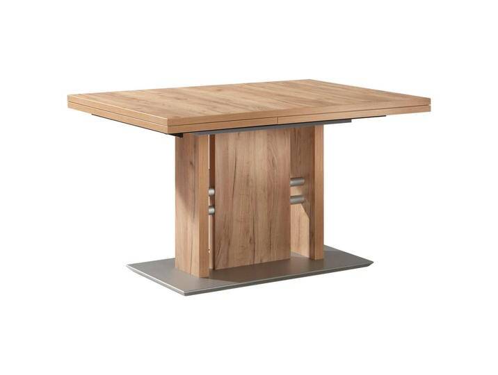 Moderano ESSTISCH, Eiche, Edelstahl, Metall, rechteckig, Säule, 90x75x130-180 cm, Goldenes M, ausziehbar, in verschiedenen Größen erhältlich, von Moderano