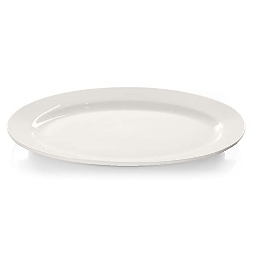Forgast Modermo Prima ovale Porzellanplatte | ovale Platte | 40 cm | elegante Servierplatte mit erhöhtem Rand aus hochwertigem Premium Porzellan | spülmaschinenfest von Forgast