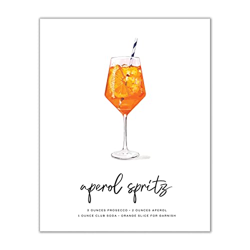 Aperol Spritz Cocktail-Wandkunst, Mix & Match Barwagen-Dekoration, illustrierte Alkohol-Poster mit Cocktail-Rezepten, ungerahmt, Bar-Wandkunst, Cocktail-Poster, Geschenke für Männer von Modern Day Art