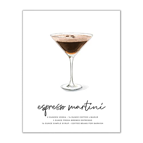 Espresso Martini Cocktail Wandkunst – Mix & Match Bar Cart Decor – Illustrierte Alkohol-Poster mit Cocktail-Rezepten – Bar Wandkunst Cocktail-Poster – Geschenke für Männer – 20,3 x 25,4 cm, ungerahmt von Modern Day Art
