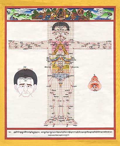 Modern Picture Medizin-Thangka Punkte für Aderlass Chirurgie und Moxibustion Vorderansicht Kunstdruck 40 x 50 cm von Modern Picture