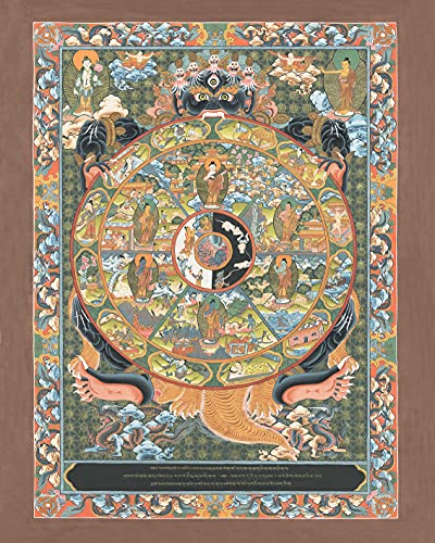 Thangka Das buddhistische Lebensrad Druck Kunstdruck religiöses Wandbild Reproduktion 40x50 cm von Thangka Reproduktion