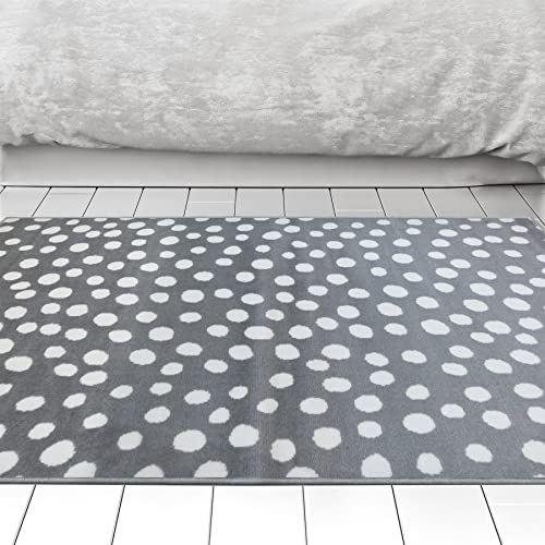 Mersh Spots Design Grauer Teppich, Niederflor für den Innenbereich, Mehrzweck-Teppiche für Flur, Küche, Nachttisch, 80 x 140 cm, moderner Stil von Modern Style Rugs