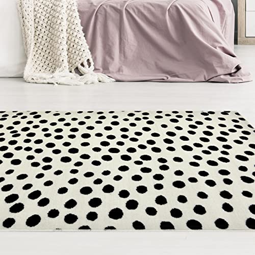 Modern Style Rugs Mersh Spots Design schwarzer Teppich, Niederflor für den Innenbereich, Mehrzweck-Teppiche für Flur, Küche, Nachttisch, 80 x 140 cm von Modern Style Rugs