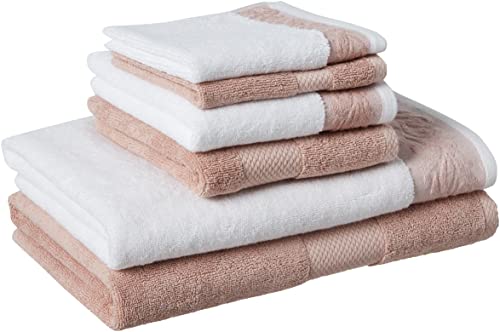 Modern Threads 600 g/m² 6-teiliges Handtuch-Set mit Filgree Jacquard Bordüre Rose von Modern Threads