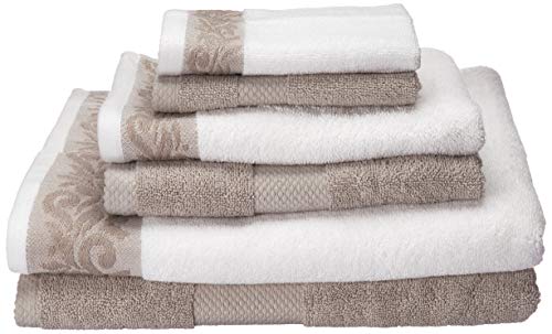 Modern Threads 600 g/m² Handtuch-Set mit Filgree Jacquard Bordüre Taupe von Modern Threads